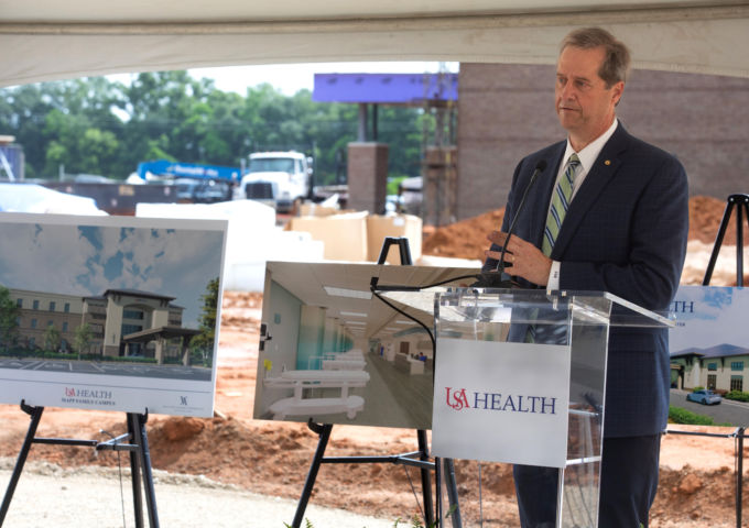 USA Health CEO Owen Bailey speaks at the ASC Groundbreaking
